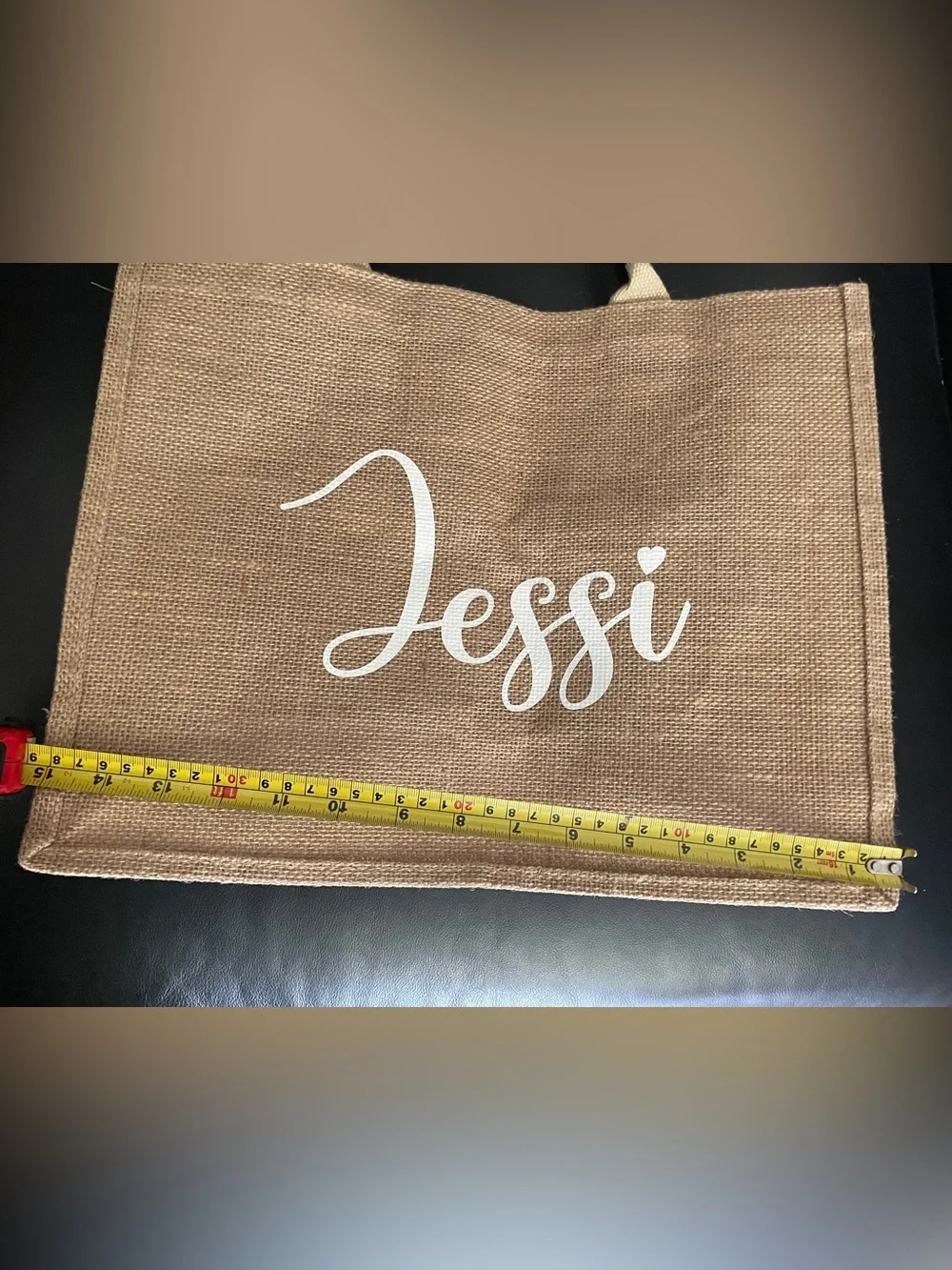 Personalized Jessi Natural Jute Tote Bag - nickname for jessica with heart i